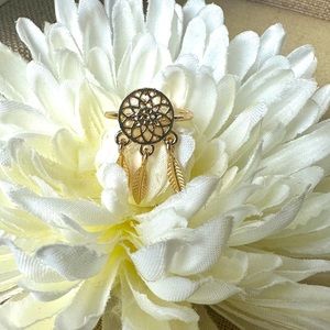 Dream Catcher Gold Tone Ring one size boho chic jewelry Adjustable